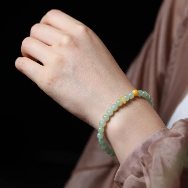 TIANTAISHAN Hetian Jade Bracelets Pale Greenish White Jade Unisex-6