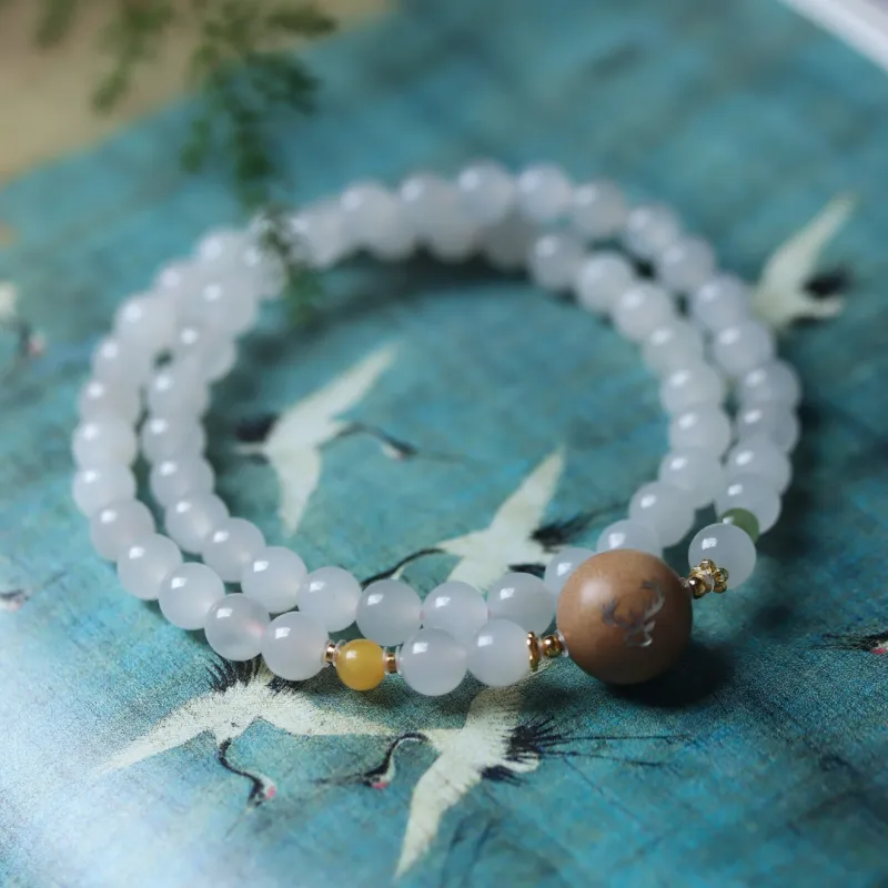 TIANTAISHAN Hetian Jade Bracelets Lotus Root Powders Unisex-1