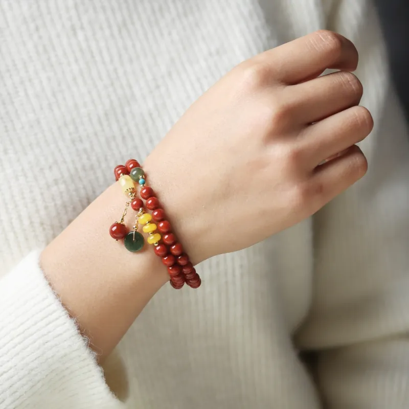 TIANTAISHAN Cinnabar Jade Bracelets Unisex-5