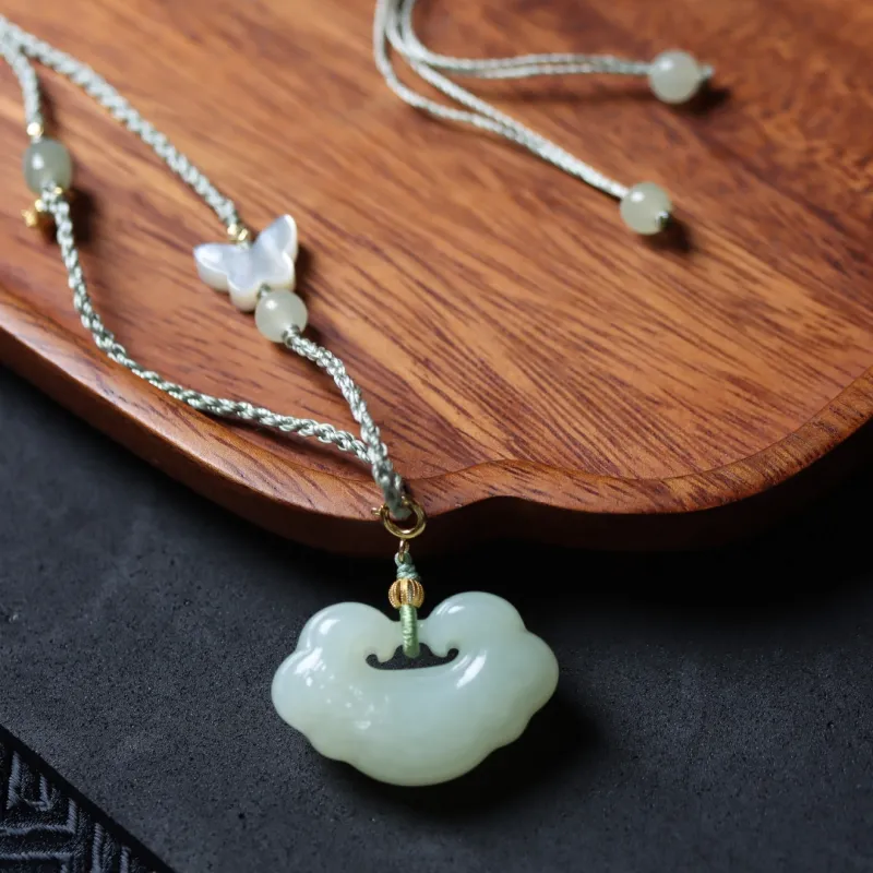 TIANTAISHAN Hetian Jade Pendants Pale Greenish White Jade Unisex-4