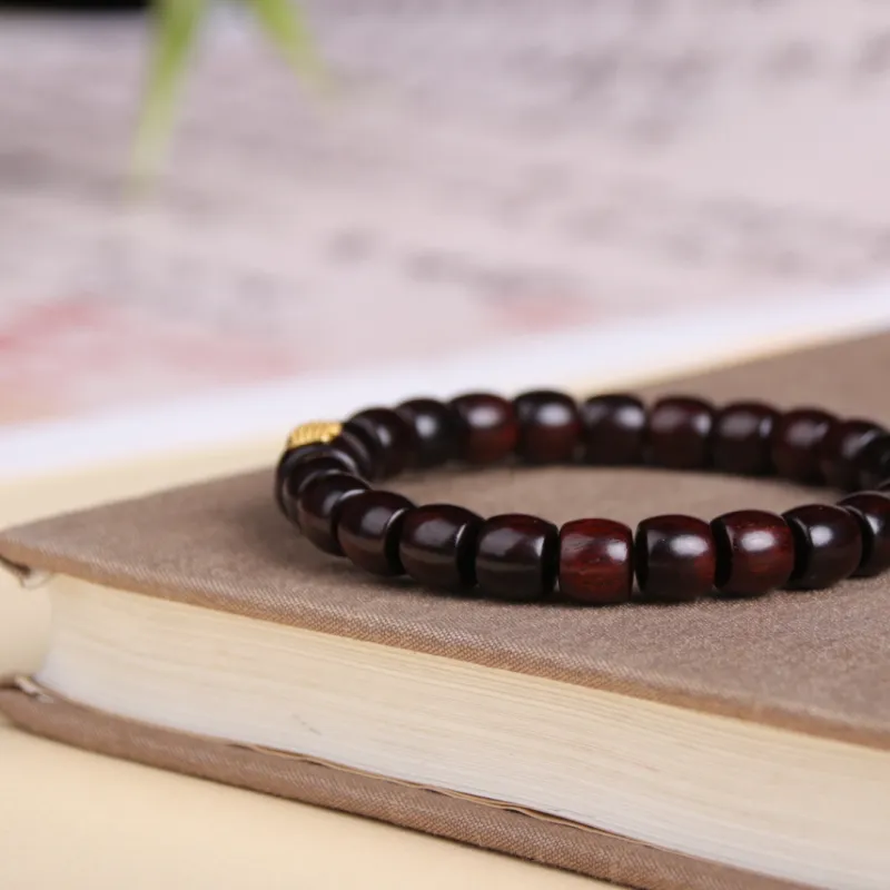 TIANTAISHAN Small Leaf Red Sandalwood Precious Wood Bracelets Unisex-7