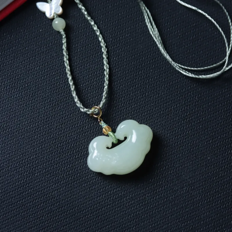 TIANTAISHAN Hetian Jade Pendants Pale Greenish White Jade Unisex-3