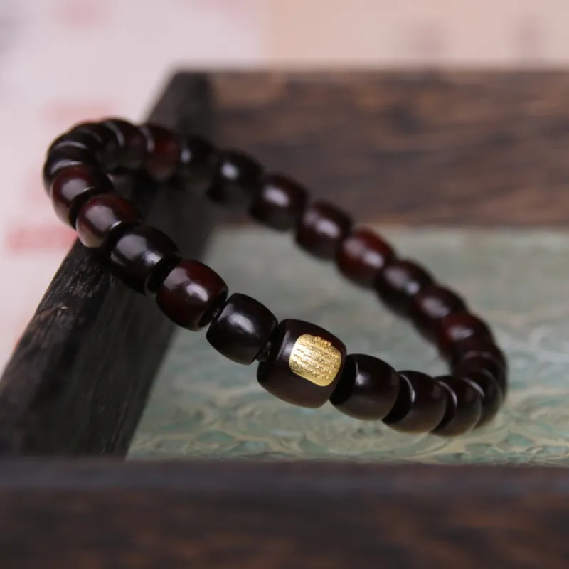 TIANTAISHAN Small Leaf Red Sandalwood Precious Wood Bracelets Unisex-3