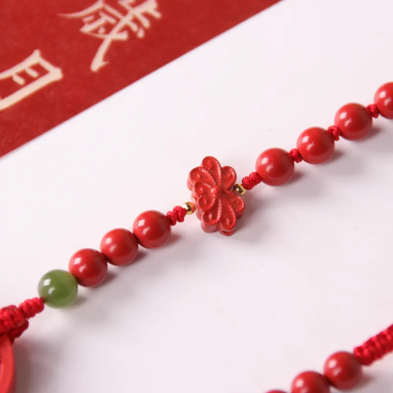 TIANTAISHAN Cinnabar Carved Jade Ornaments Unisex-3