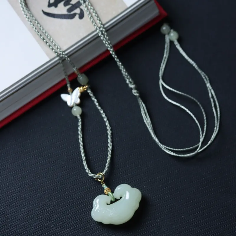 TIANTAISHAN Hetian Jade Pendants Pale Greenish White Jade Unisex-1