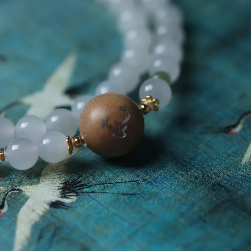 TIANTAISHAN Hetian Jade Bracelets Lotus Root Powders Unisex-4