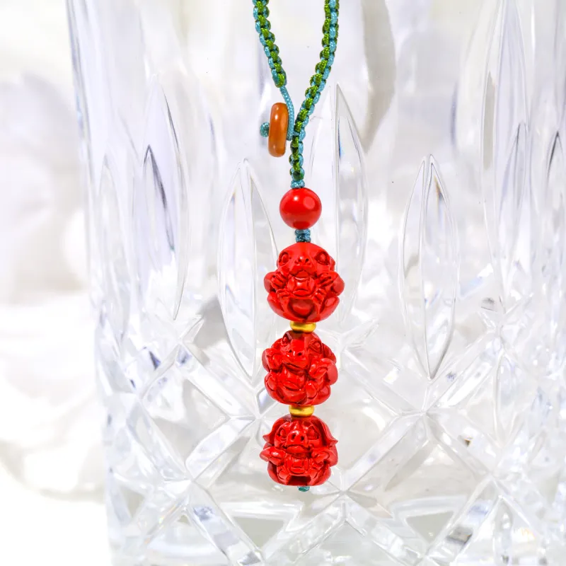 TIANTAISHAN Reconstructed Cinnabar Ornaments Unisex-4