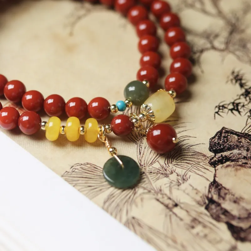 TIANTAISHAN Cinnabar Jade Bracelets Unisex-4