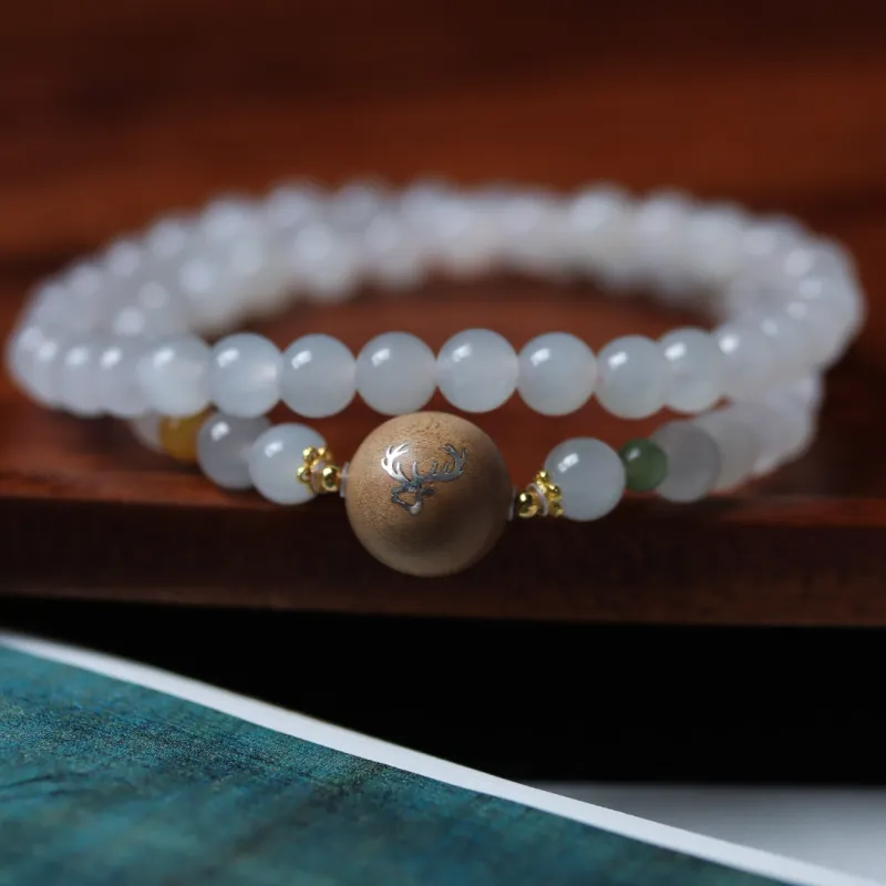 TIANTAISHAN Hetian Jade Bracelets Lotus Root Powders Unisex-3