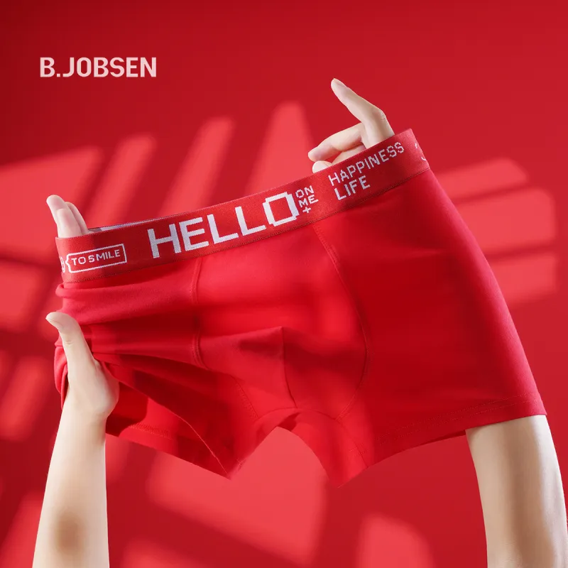 Qiao Ni Tong Underpants Men's 3 Pack Red-1