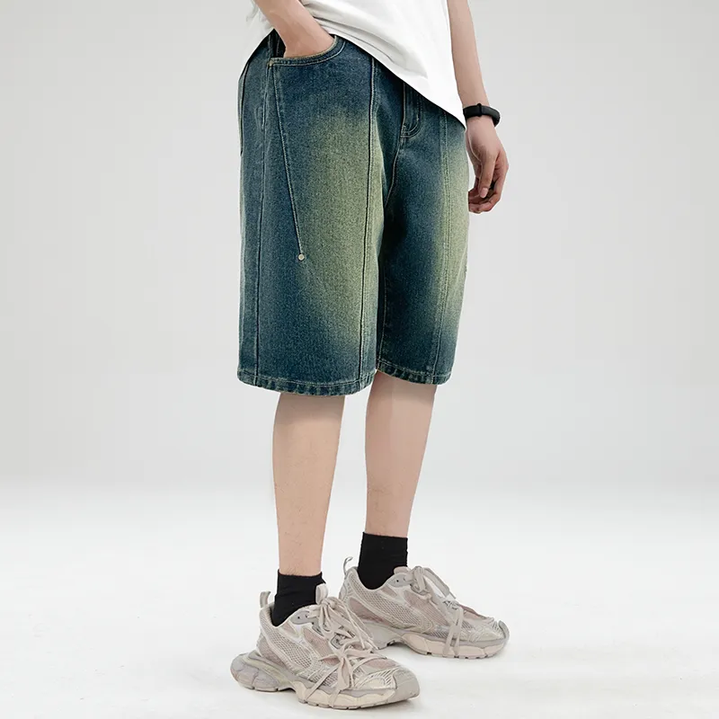 MIIOW Trendy Party Collection Cooling Summer Collection Denim Shorts Unisex Nostalgic Green-3