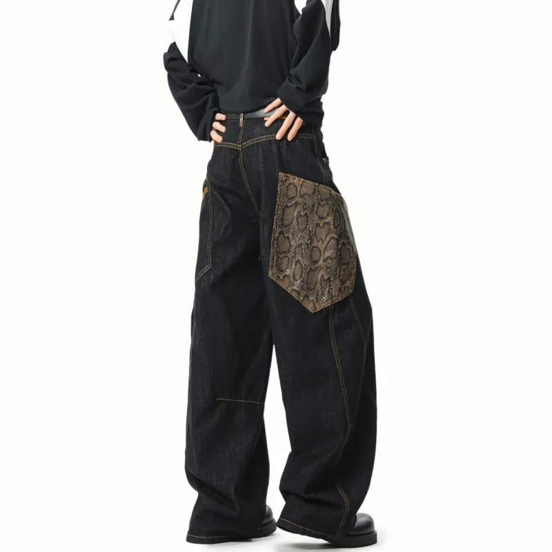 MIIOW Trend Party Series Jeans Unisex Black-4