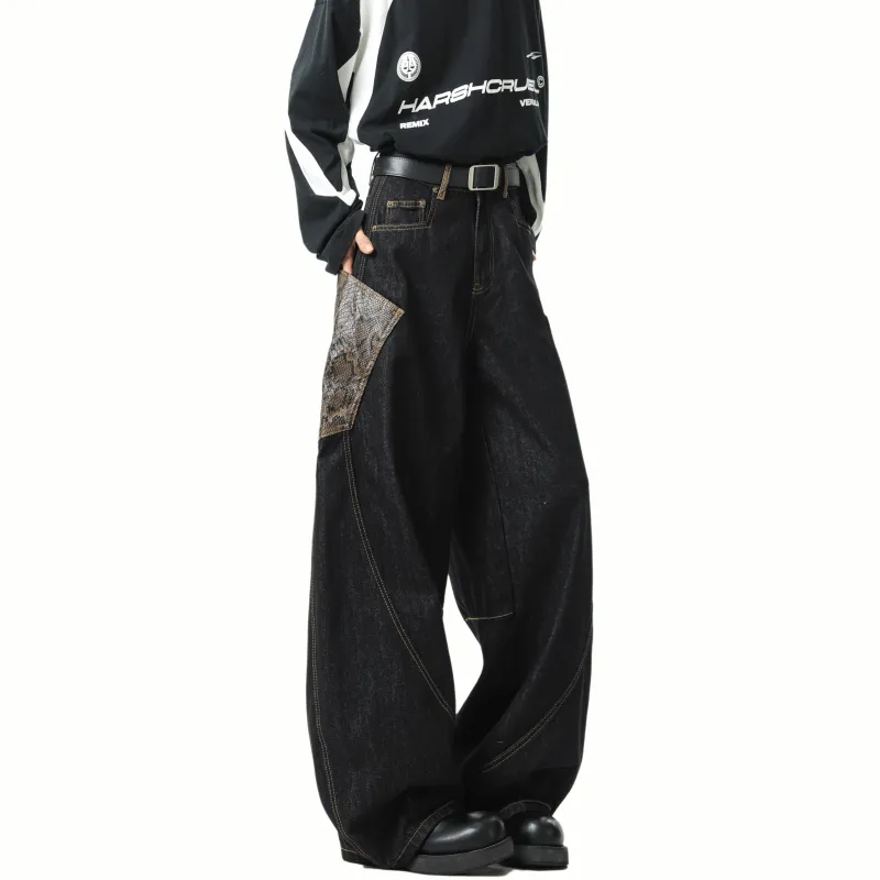 MIIOW Trend Party Series Jeans Unisex Black-3