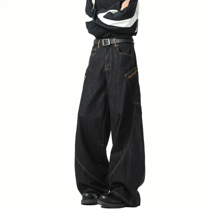 MIIOW Trend Party Series Jeans Unisex Black-6