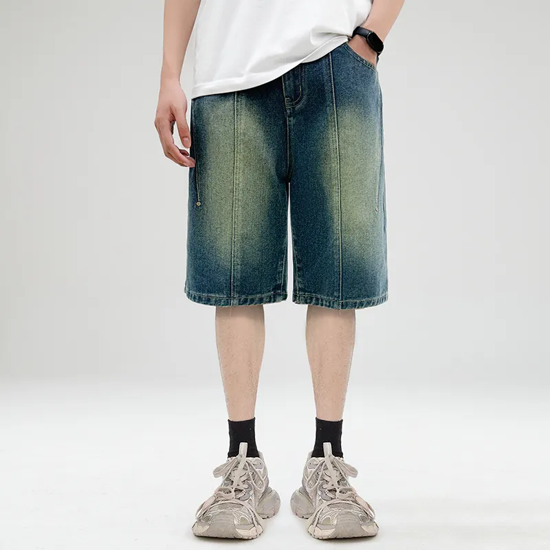 MIIOW Trendy Party Collection Cooling Summer Collection Denim Shorts Unisex Nostalgic Green-2