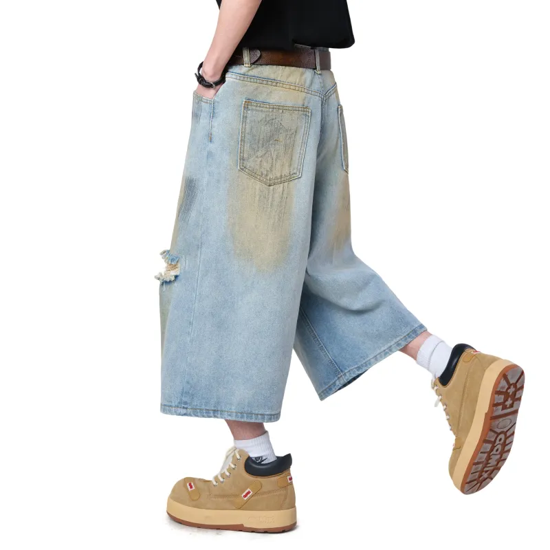 MIIOW Trend Party Series Denim Shorts Unisex Ice Blue Actual Product Without Belt-2