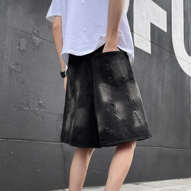 MIIOW Denim Shorts Unisex Black Gold-3