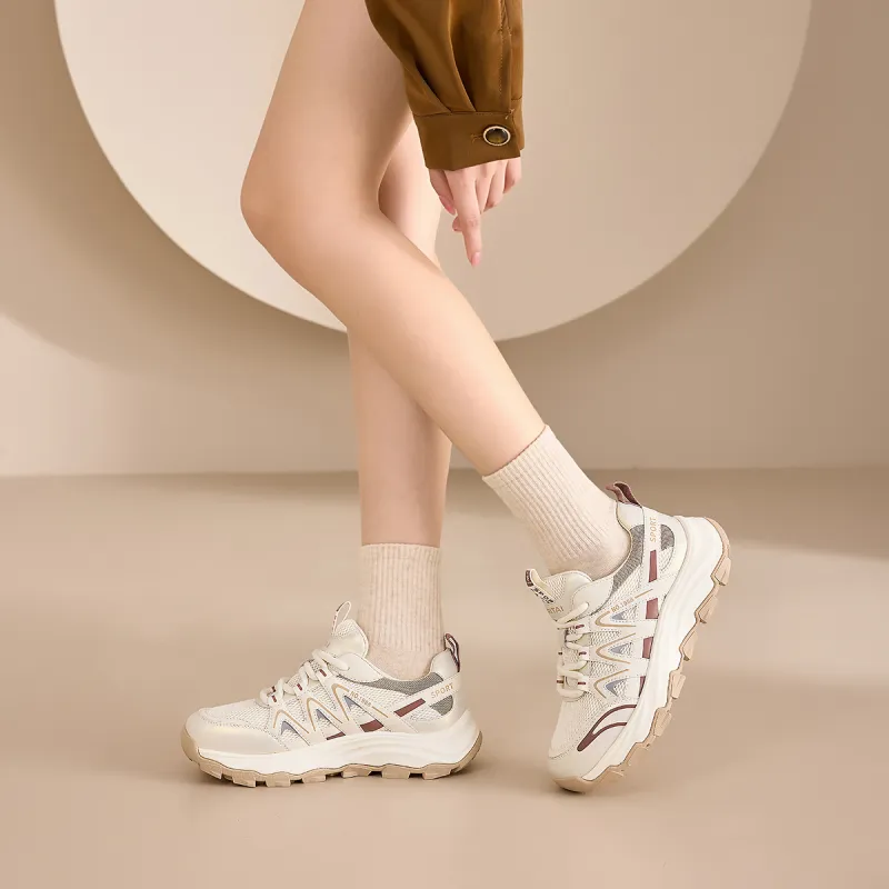 Ritai Low Top Chunky Sneakers Women's Beige Apricot-4