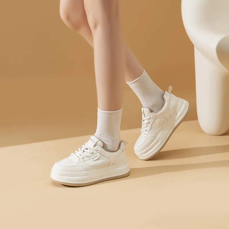 Ritai Skateboard Shoes Women's Low Top Beige-10