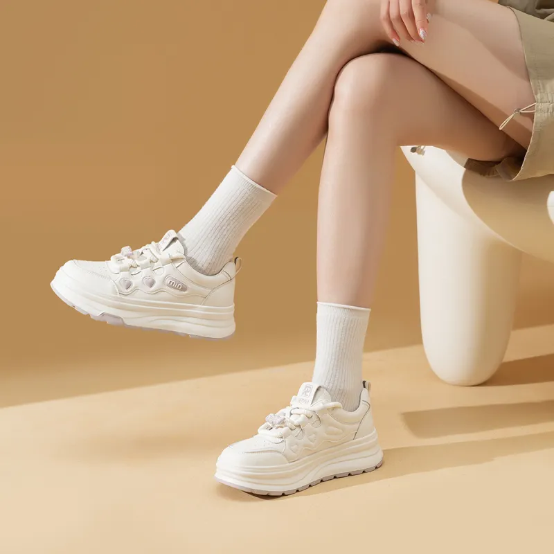 Ritai Skateboard Shoes Women's Low Top White-11