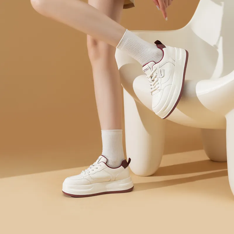Ritai Skateboard Shoes Women's Low Top Beige-6
