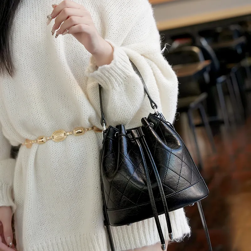 GELANDAI Cow Leather Women's Handbag, Shoulder Bag, Crossbody Bag Women's Black-4