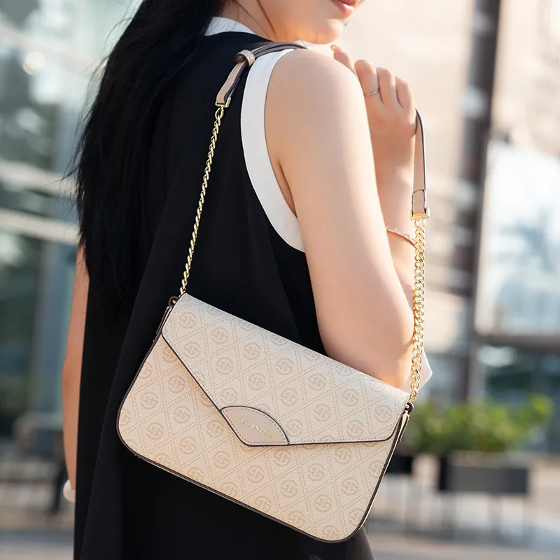 GELANDAI PVC Shoulder Bag, Crossbody Bag, Combo Bag Women's Apricot-2