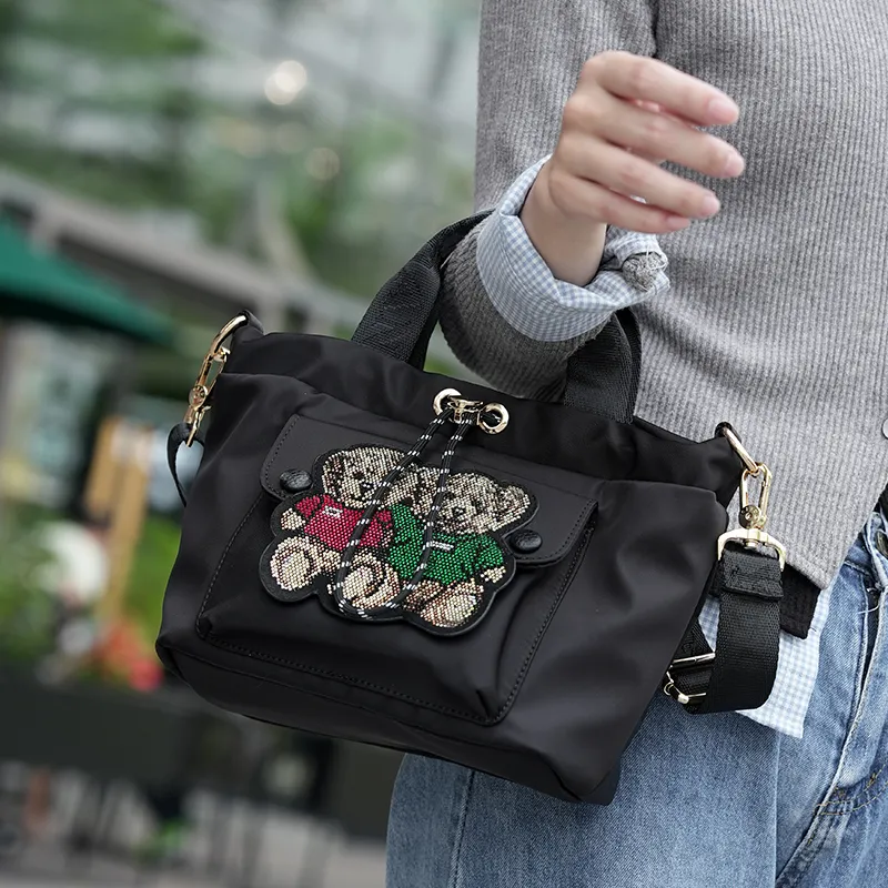 GELANDAI South Korean Silk Cloud Bag, Shoulder Bag, Crossbody Bag, Handbag Women's Black/Red-1