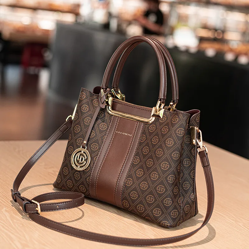 GELANDAI PVC Women's Crossbody Bag Handbag Women's Coffee/Gray Color-8