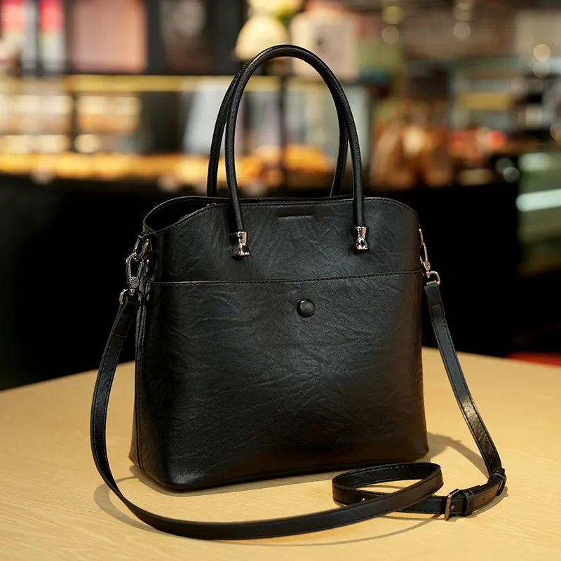 GELANDAI Vegetable Tanned Cow Leather Handbag, Shoulder Bag, Crossbody Bag Regular Women's Coffee/Black-9