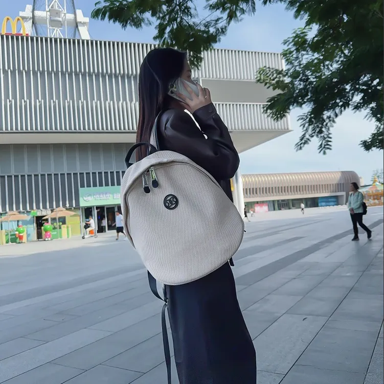 GELANDAI Fabric Backpack Unisex Black/Ecru/Apricot-8