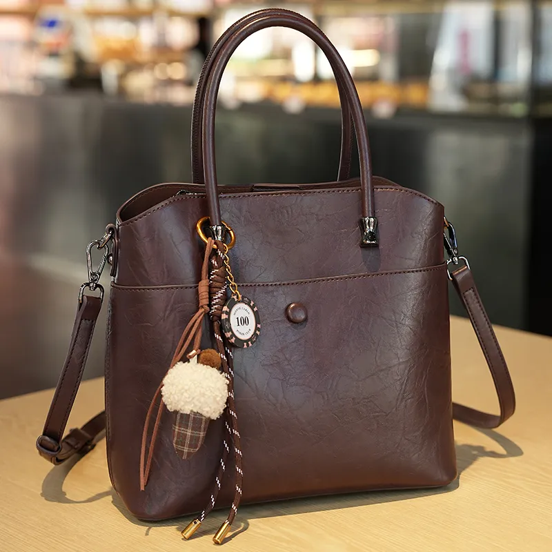 GELANDAI Vegetable Tanned Cow Leather Handbag, Shoulder Bag, Crossbody Bag Regular Women's Coffee/Black-6