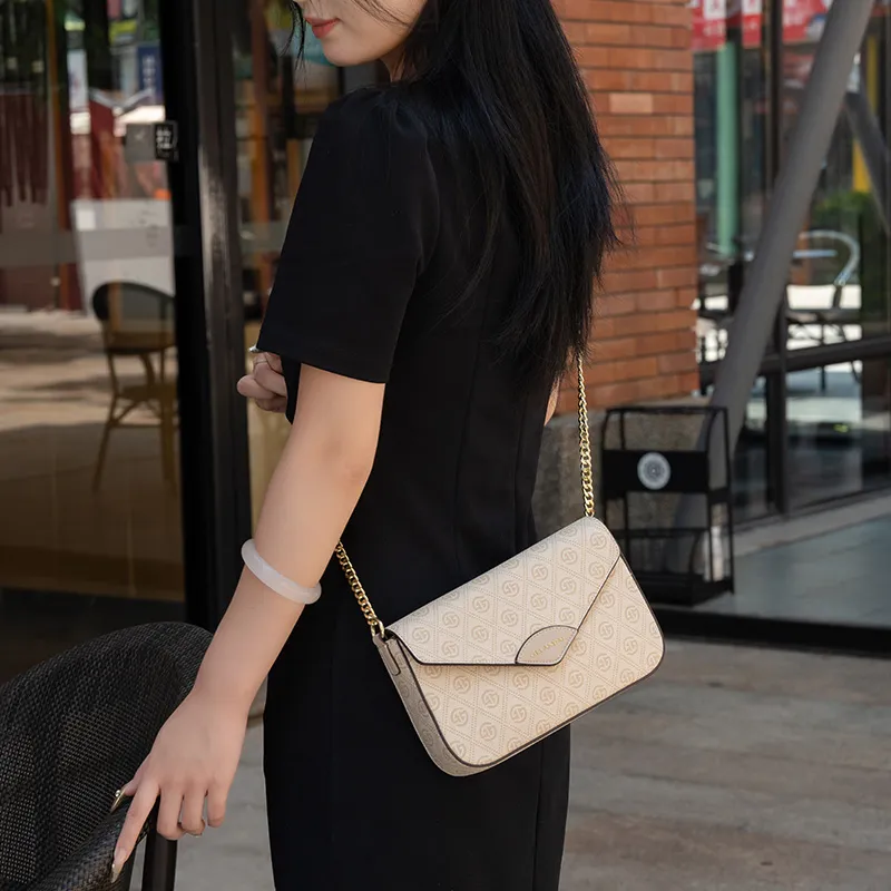 GELANDAI PVC Shoulder Bag, Crossbody Bag, Combo Bag Women's Apricot-5