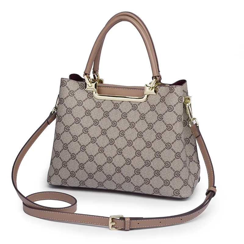 GELANDAI PVC Women's Crossbody Bag Handbag Women's Coffee/Gray Color-4