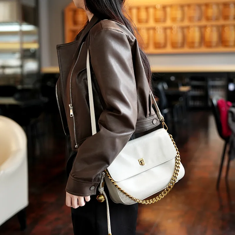 GELANDAI Cow Leather Shoulder Bag Crossbody Bag Women's Black/Glass Blue/Sandalwood/Almond Milk-7