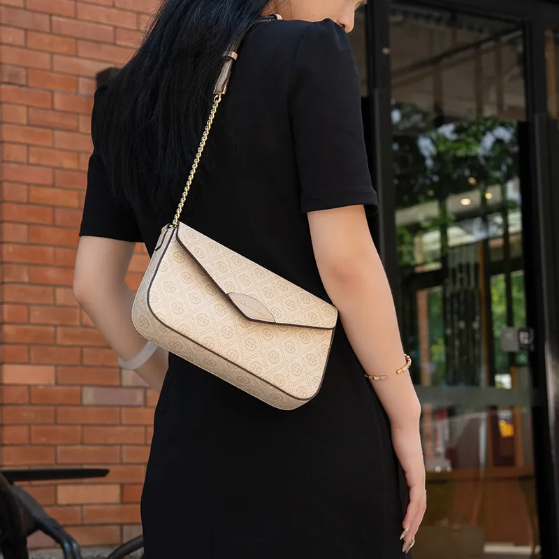 GELANDAI PVC Shoulder Bag, Crossbody Bag, Combo Bag Women's Apricot-3