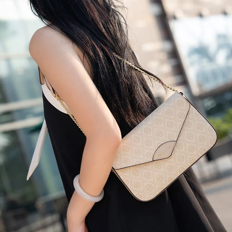 GELANDAI PVC Shoulder Bag, Crossbody Bag, Combo Bag Women's Apricot-4
