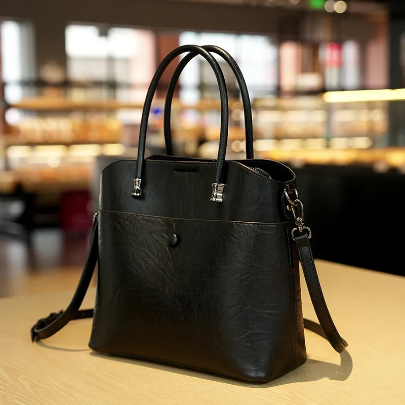 GELANDAI Vegetable Tanned Cow Leather Handbag, Shoulder Bag, Crossbody Bag Regular Women's Coffee/Black-11