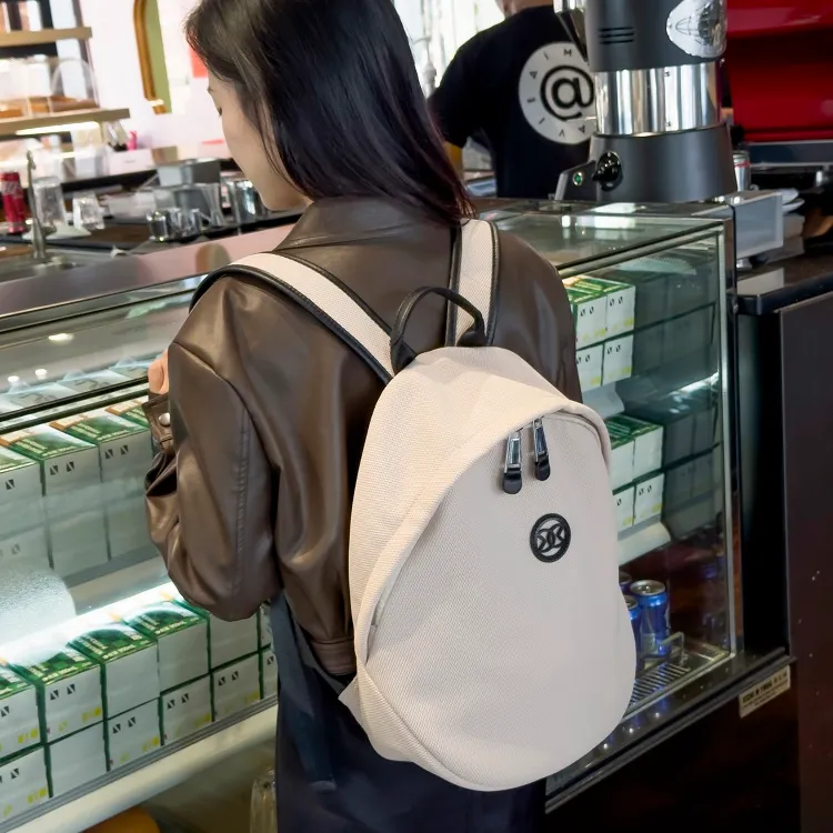 GELANDAI Fabric Backpack Unisex Black/Ecru/Apricot-9