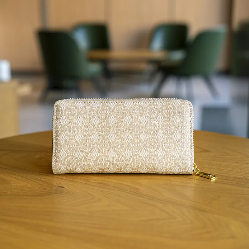 GELANDAI PVC Polyvinyl Chloride Wallet Women's Apricot-4
