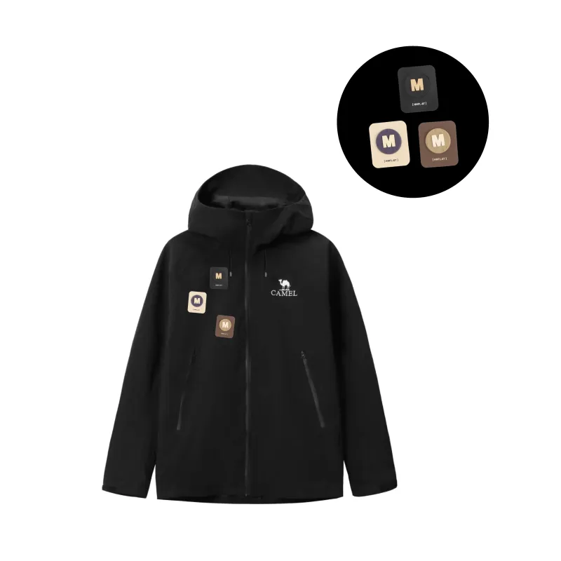 CAMEL All weather Water Resistant Windproof Warm Cold Resistant Windbreaker Jacket Unisex Black-2