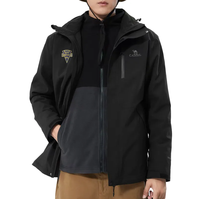 CAMEL All weather Waterproof And Windproof To Keep Warm Windbreaker Jacket Unisex Phantom Black-3