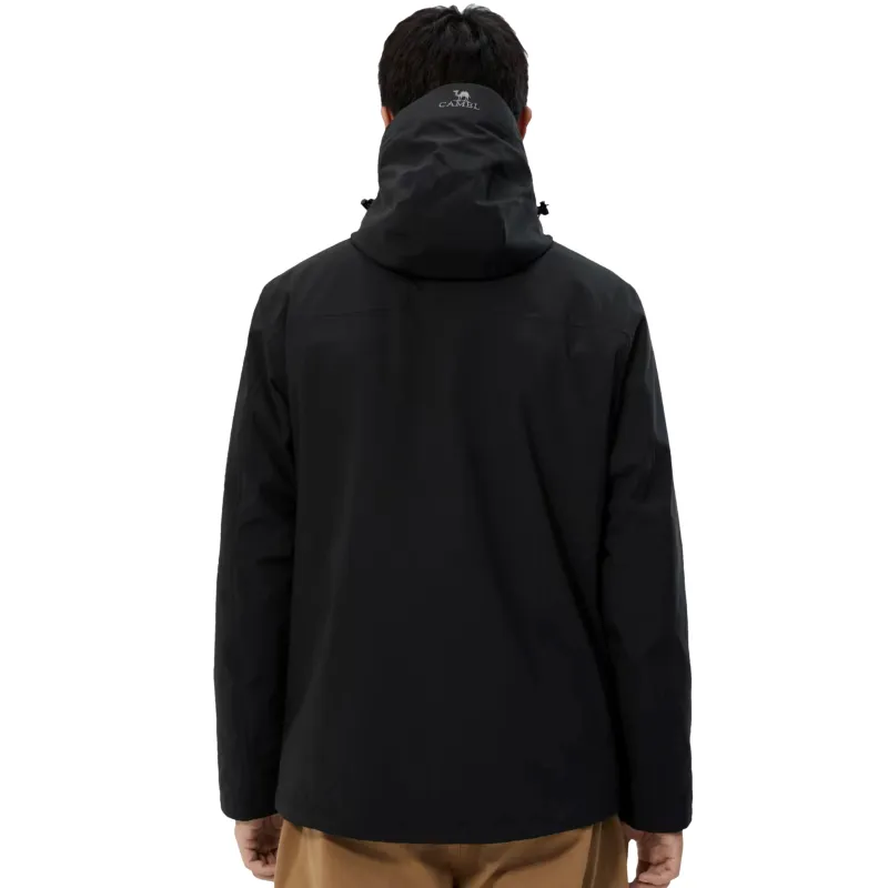 CAMEL All weather Waterproof And Windproof To Keep Warm Windbreaker Jacket Unisex Phantom Black-4