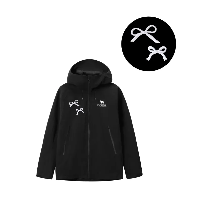 CAMEL All weather Water Resistant Windproof Warm Cold Resistant Windbreaker Jacket Unisex Black-2