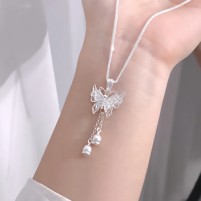LIPSW 999 Fine Silver Necklaces Women's-4