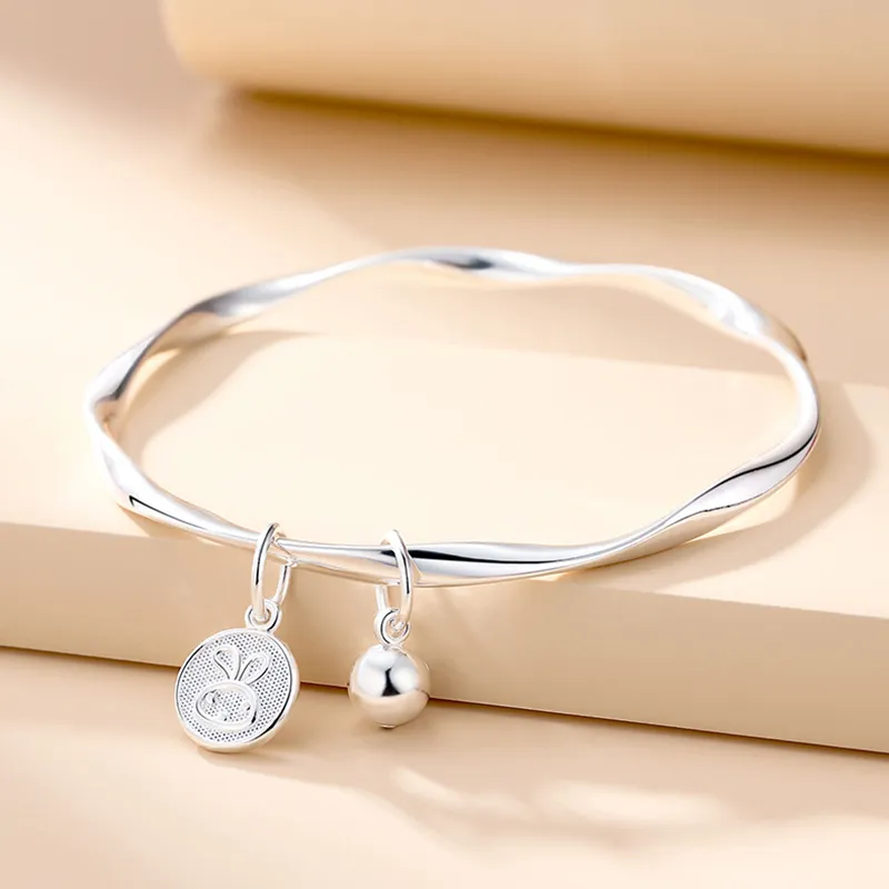 LIPSW 999 Fine Silver Bangles Women's-2