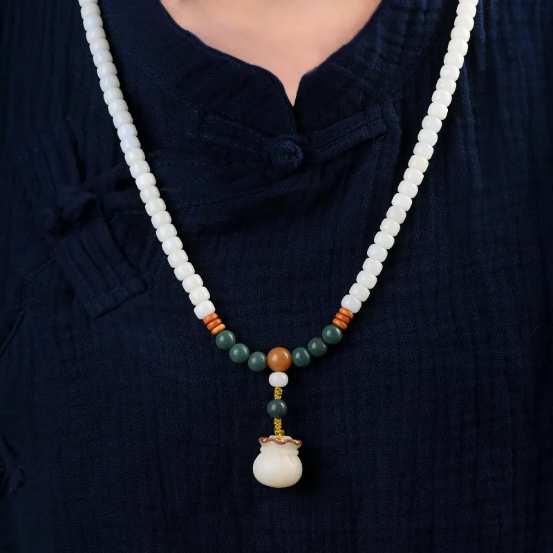 HANCANG White Jade Bodhi Bead Chain Unisex-4
