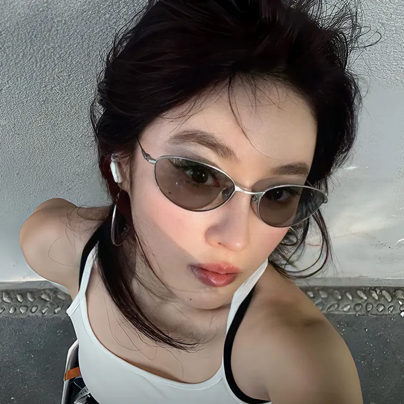 YAWEIKA Metal Oval Sunglasses Unisex-6