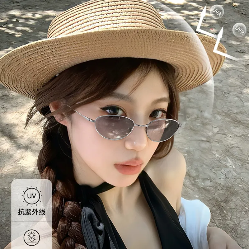 YAWEIKA Metal Oval Sunglasses Unisex-9