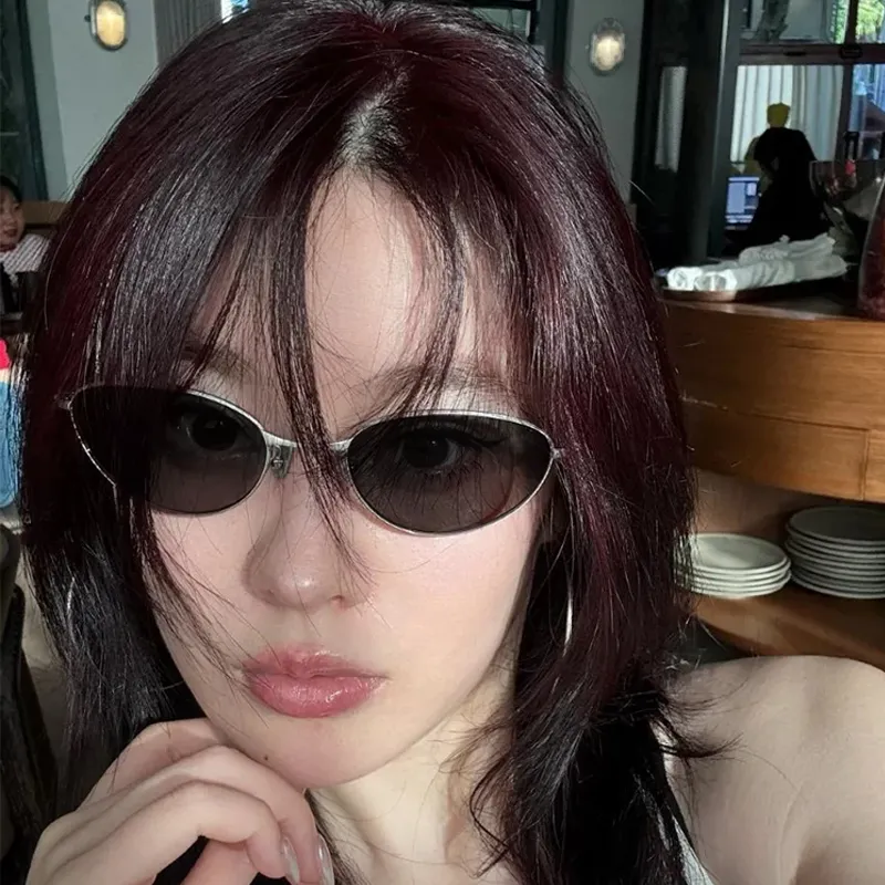 YAWEIKA Metal Oval Sunglasses Unisex-4